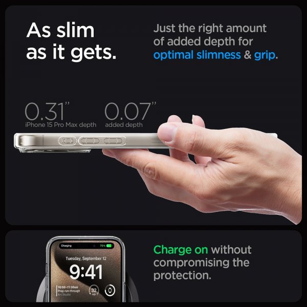 Spigen iPhone 15 Pro Max Skal Ultra Hybrid Zero One MagFit Natural Titanium