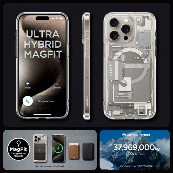 Spigen iPhone 15 Pro Max Skal Ultra Hybrid Zero One MagFit Natural Titanium