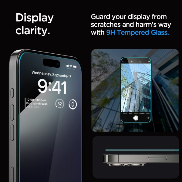 Spigen iPhone 15 Pro Max Skärmskydd GLAS.tR EZ Fit 2-pack
