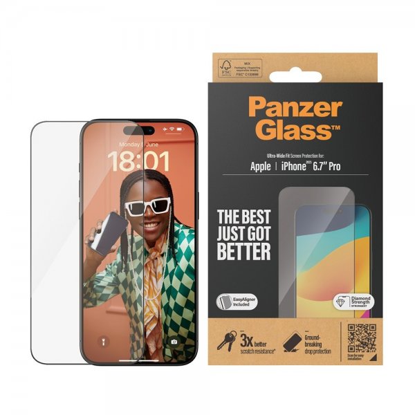 PanzerGlass iPhone 15 Pro Max Skärmskydd Ultra-Wide Fit EasyAligner