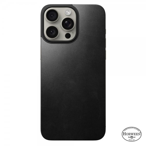 Nomad iPhone 15 Pro Max Skin Magnetic Leather Back Horween Svart