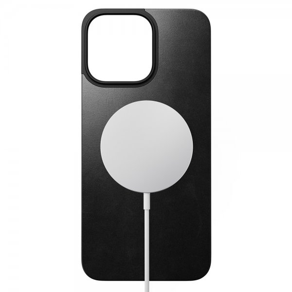 Nomad iPhone 15 Pro Max Skin Magnetic Leather Back Horween Svart