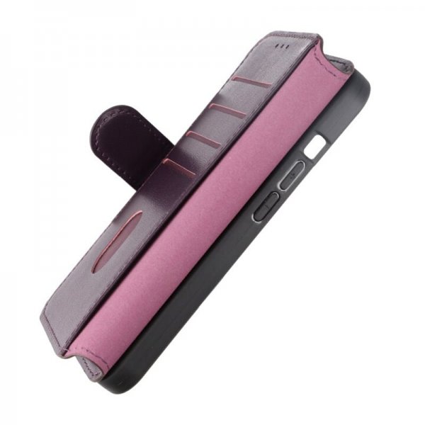 Rvelon iPhone 15 Pro Fodral Äkta Läder Lila