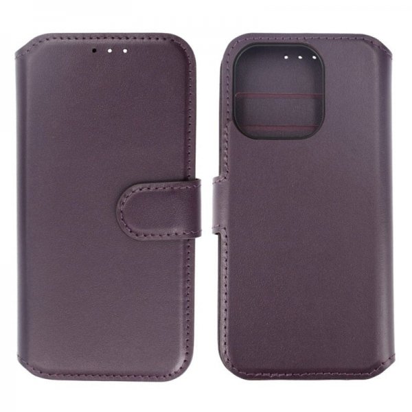Rvelon iPhone 15 Pro Fodral Äkta Läder Lila