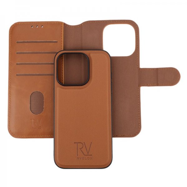 Rvelon iPhone 15 Pro Fodral Magnetiskt Avtagbart Skal Brun