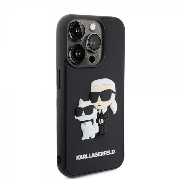 Karl Lagerfeld iPhone 15 Pro Skal 3D Rubber Karl & Choupette Svart