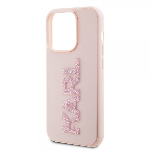 Karl Lagerfeld iPhone 15 Pro Skal 3D Rubber Karl Rosa