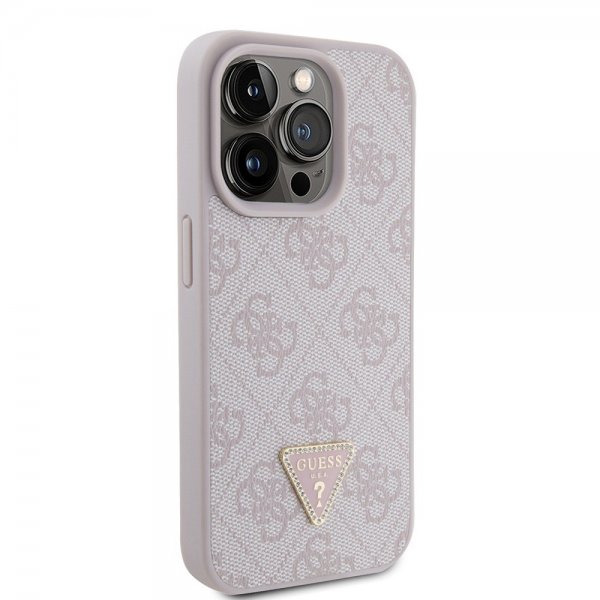 Guess iPhone 15 Pro Skal 4G Metal Triangle Strass Rosa