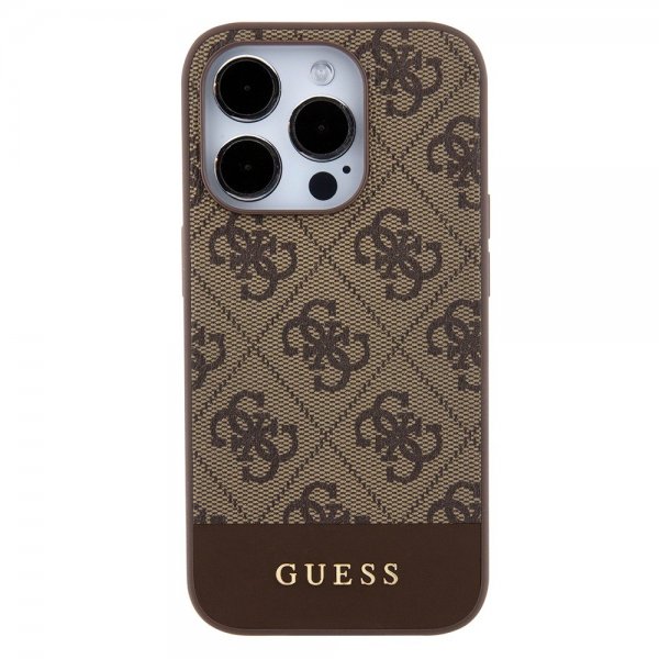 Guess iPhone 15 Pro Skal Bottom Stripe MagSafe Brun