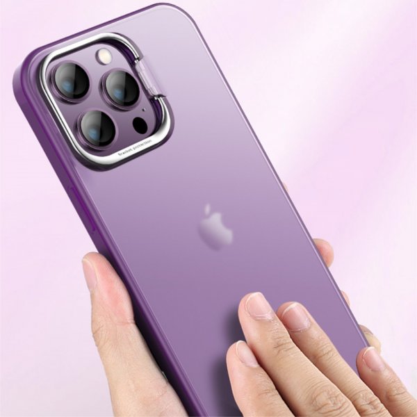 X-Level iPhone 15 Pro Skal Camera Frame Kickstand Lila