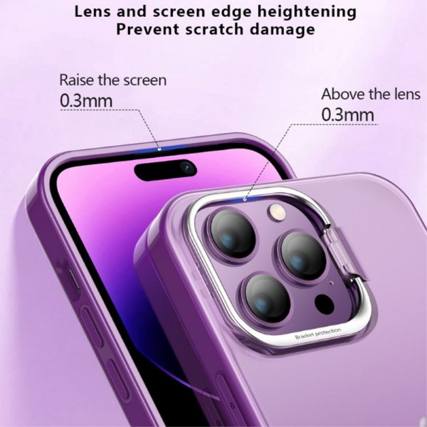 X-Level iPhone 15 Pro Skal Camera Frame Kickstand Transparent