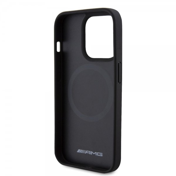 Mercedes Benz iPhone 15 Pro Skal Carbon Effect Leather Stripe AMG Svart