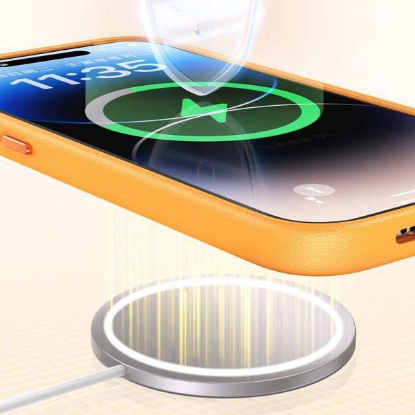 Baseus iPhone 15 Pro Skal Fauxther Series MagSafe Svart