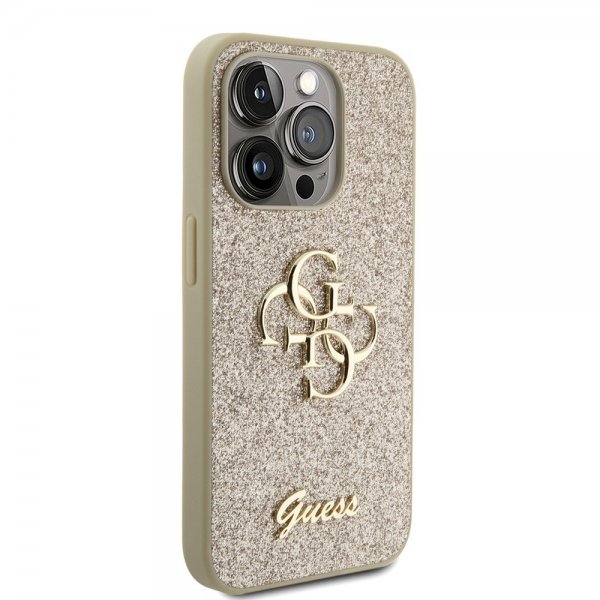 Guess iPhone 15 Pro Skal Fixed Glitter Guld