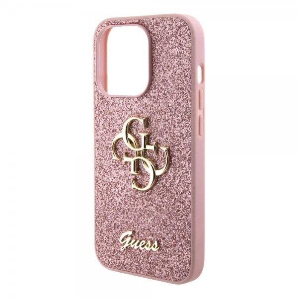 Guess iPhone 15 Pro Skal Fixed Glitter Rosa