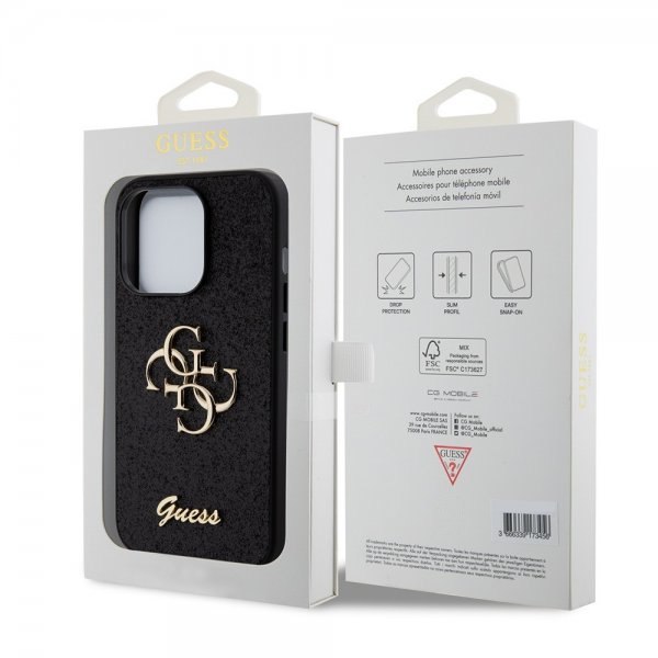 Guess iPhone 15 Pro Skal Fixed Glitter Svart