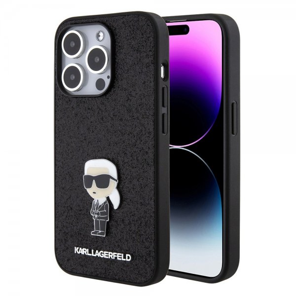 Karl Lagerfeld iPhone 15 Pro Skal Fixed Glitter Svart