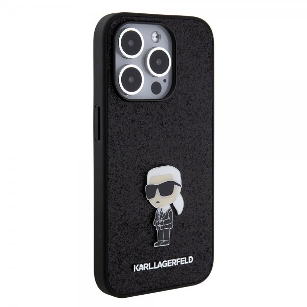 Karl Lagerfeld iPhone 15 Pro Skal Fixed Glitter Svart