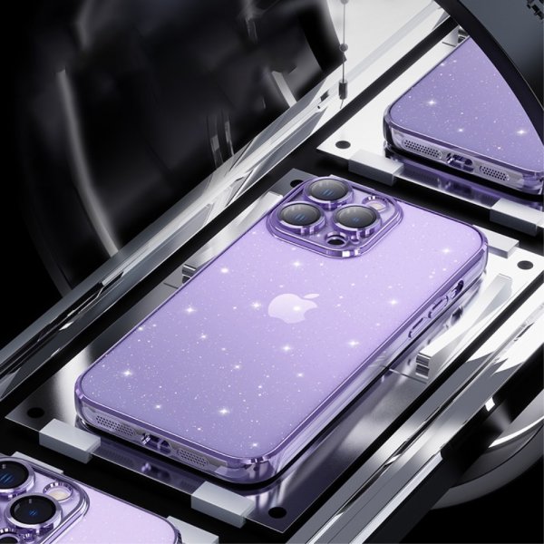X-Level iPhone 15 Pro Skal Glitter Transparent Svart