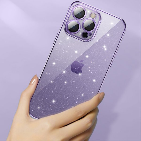 X-Level iPhone 15 Pro Skal Glitter Transparent Svart