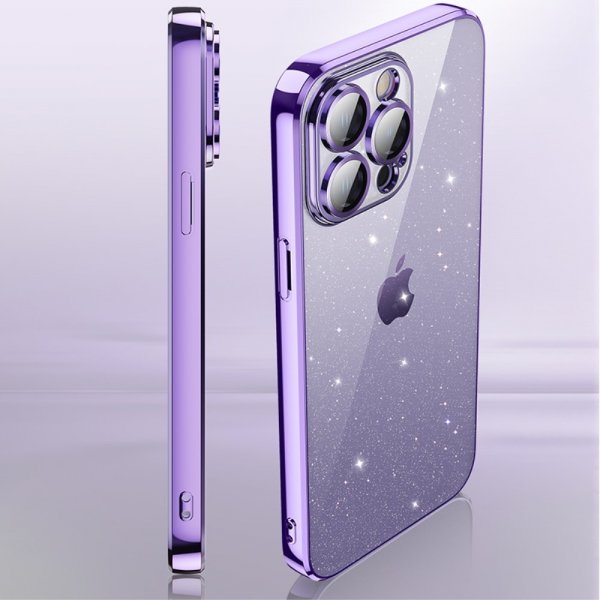 X-Level iPhone 15 Pro Skal Glitter Transparent Svart