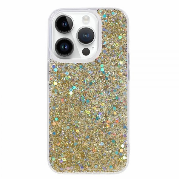 iPhone 15 Pro Skal Glitterpaljetter Guld