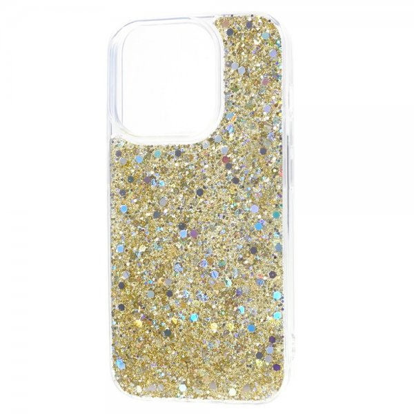 iPhone 15 Pro Skal Glitterpaljetter Guld