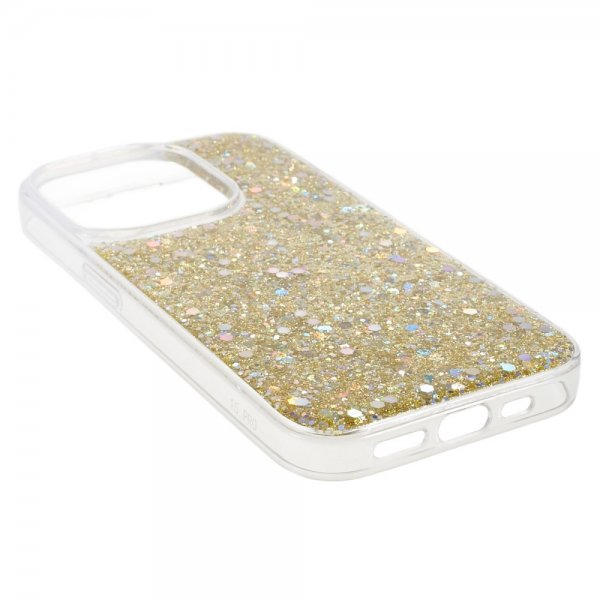 iPhone 15 Pro Skal Glitterpaljetter Guld