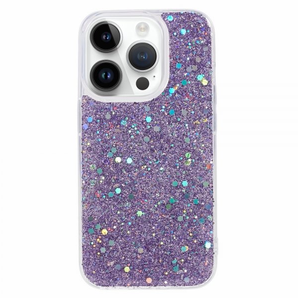 iPhone 15 Pro Skal Glitterpaljetter Lila