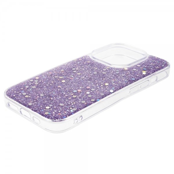 iPhone 15 Pro Skal Glitterpaljetter Lila