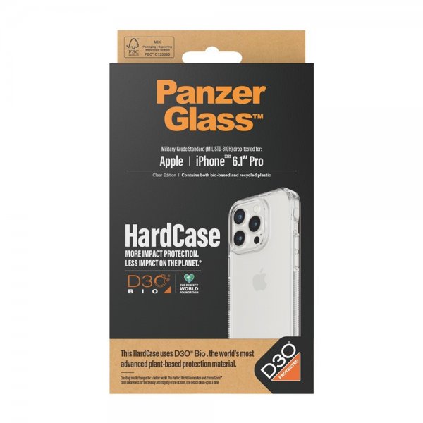 PanzerGlass iPhone 15 Pro Skal HardCase D3O Transparent