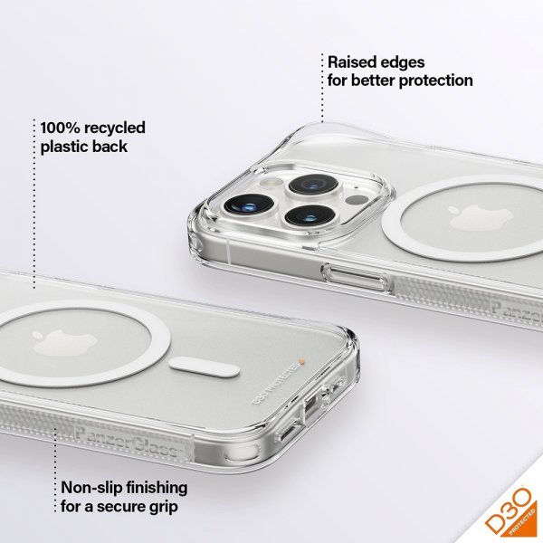 PanzerGlass iPhone 15 Pro Skal HardCase MagSafe D3O Transparent