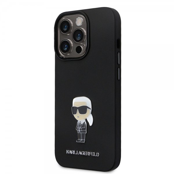 Karl Lagerfeld iPhone 15 Pro Skal Ikonik Metal Pin Svart