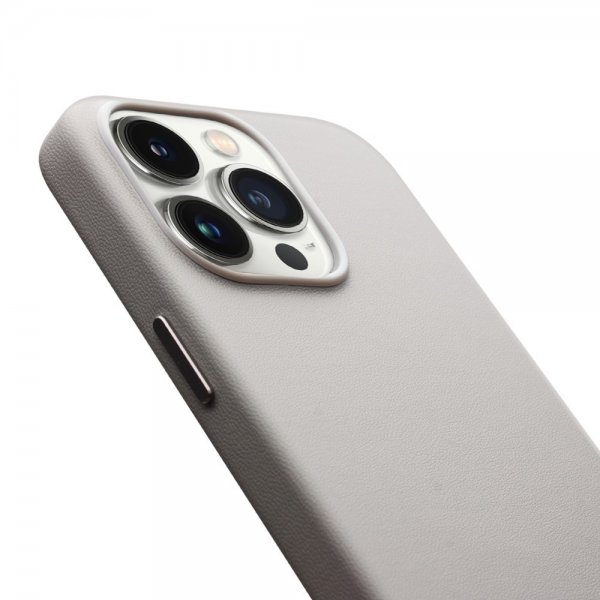 Qialino iPhone 15 Pro Skal Konstläder MagSafe Grå