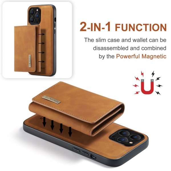 Dg.Ming iPhone 15 Pro Skal M1 Series Löstagbar Korthållare Brun