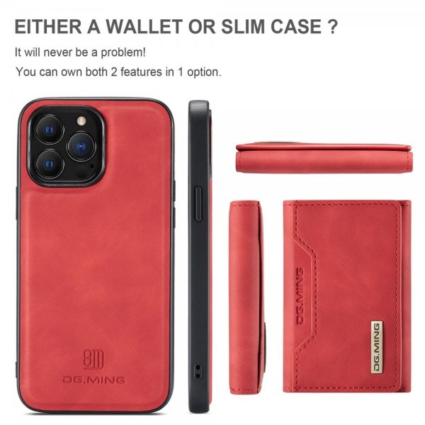 Dg.Ming iPhone 15 Pro Skal M2 Series Löstagbar Korthållare Röd