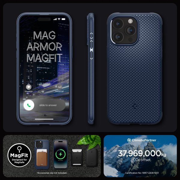 Spigen iPhone 15 Pro Skal Mag Armor MagFit Navy Blue