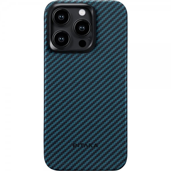 Pitaka iPhone 15 Pro Skal MagEZ Case 4 Black/Blue Twill