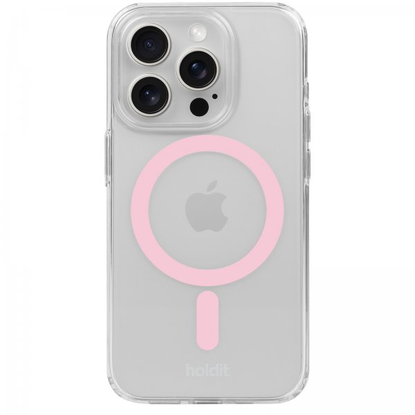 holdit iPhone 15 Pro Skal MagSafe Case Rosa Transparent