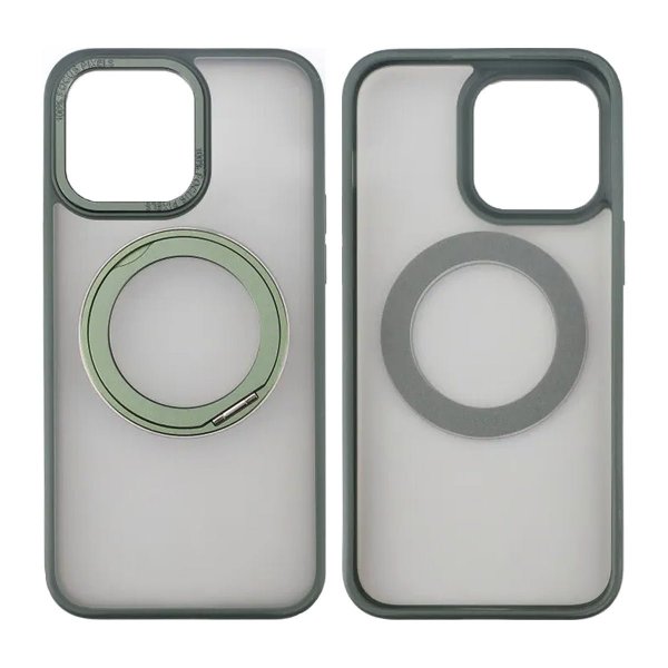 Rvelon iPhone 15 Pro Skal Roterbart MagSafe Stativ Grön