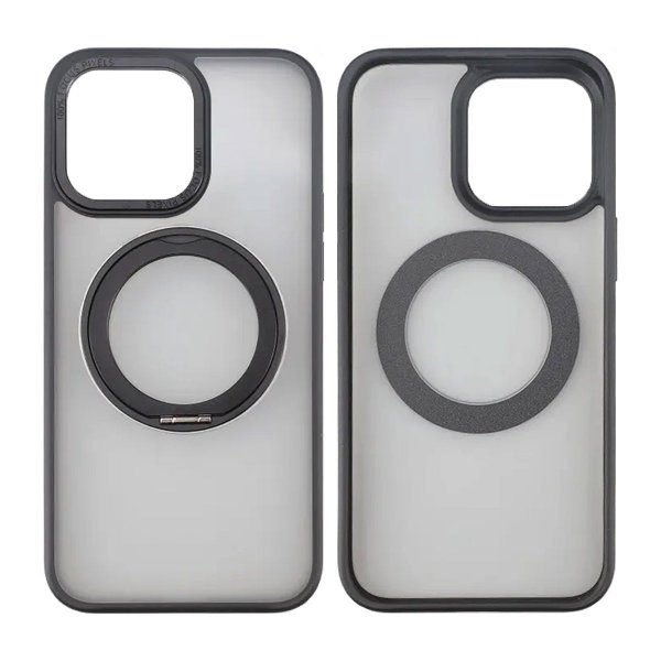 Rvelon iPhone 15 Pro Skal Roterbart MagSafe Stativ Matt Svart
