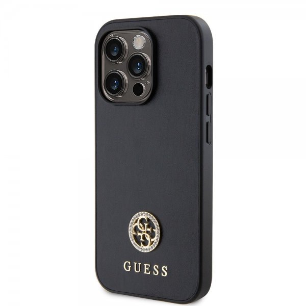 Guess iPhone 15 Pro Skal Metal Logo Strass Svart