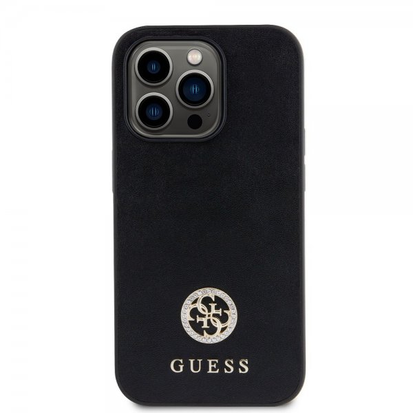 Guess iPhone 15 Pro Skal Metal Logo Strass Svart