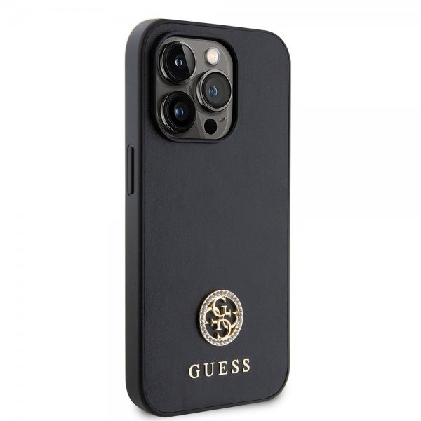 Guess iPhone 15 Pro Skal Metal Logo Strass Svart