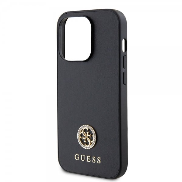 Guess iPhone 15 Pro Skal Metal Logo Strass Svart