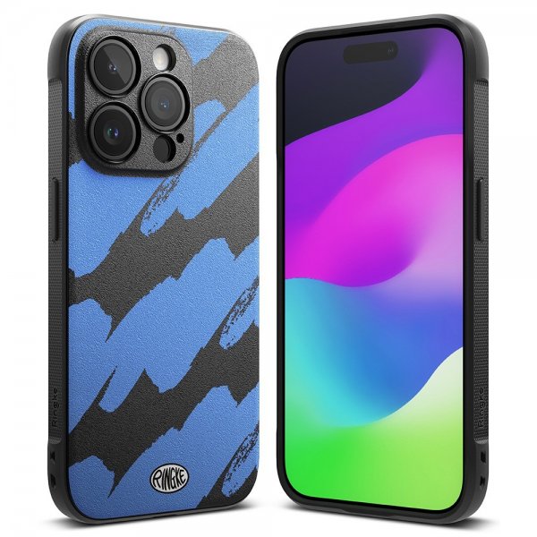 Ringke iPhone 15 Pro Skal Onyx Design Blue Brush