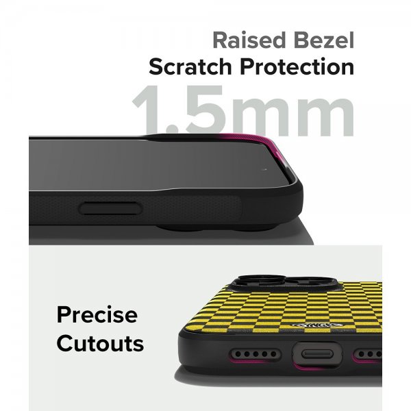 Ringke iPhone 15 Pro Skal Onyx Design Checkerboard Yellow