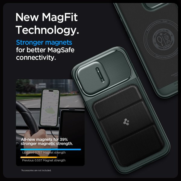 Spigen iPhone 15 Pro Skal Optik Armor MagFit Abyss Green