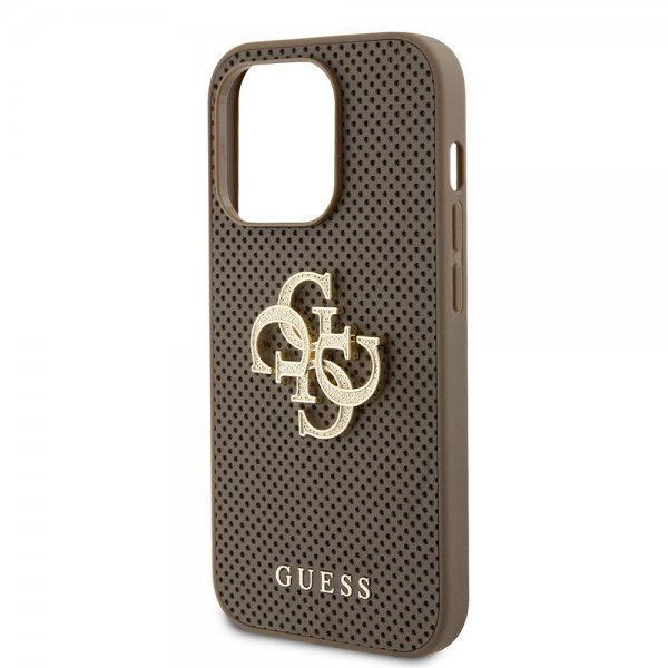 Guess iPhone 15 Pro Skal Perforated Glitter Brun