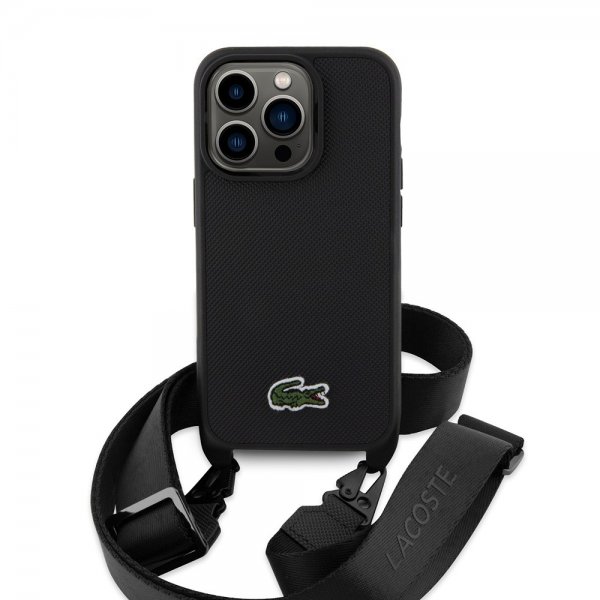 Lacoste iPhone 15 Pro Skal Petit Pique Logo Strap Svart